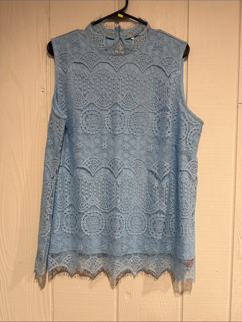 Cato Sleeveless Light Blue Lace High-Neck Blouse